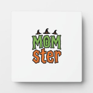 Halloween Momster Vintage Mum Shirt Design_1 Plaque