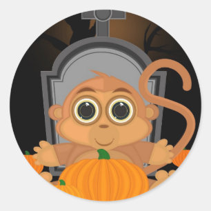 Halloween Monkey Classic Round Sticker