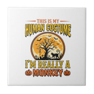 Halloween Monkey Costume Vintage Shirt Design_1 Ceramic Tile