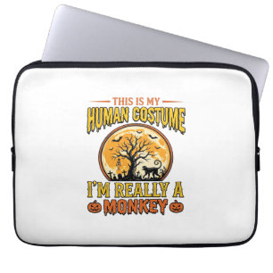 Halloween Monkey Costume Vintage Shirt Design_1 Laptop Sleeve