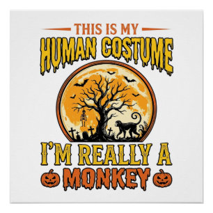Halloween Monkey Costume Vintage Shirt Design_1 Poster