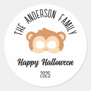 Halloween Monkey Mask Masquerade Costume Classic Round Sticker