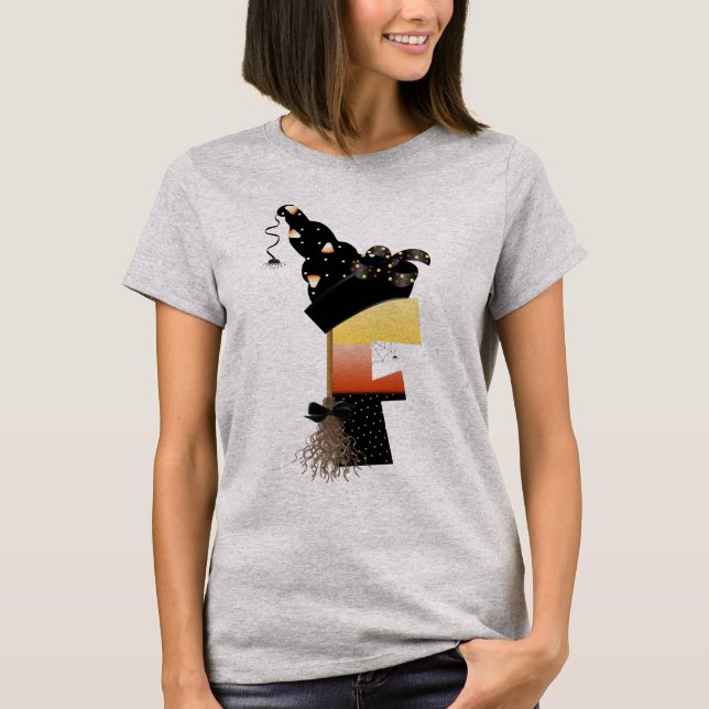 Halloween Monogram Letter F T-Shirt (Front)