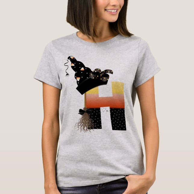 Halloween Monogram Letter H T-Shirt (Front)
