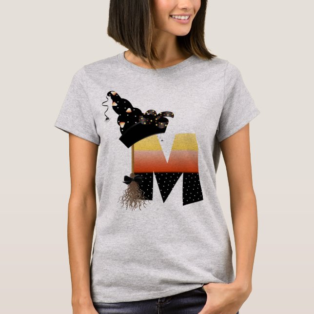 Halloween Monogram Letter M T-Shirt (Front)