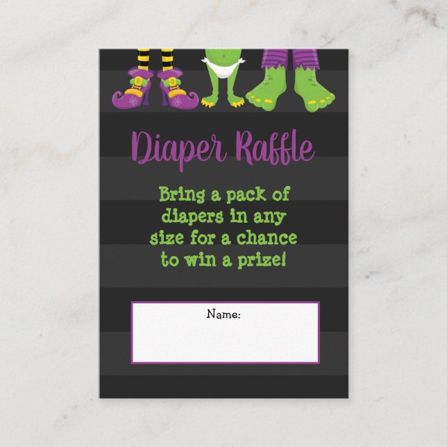 Halloween Monster Baby Shower Diaper Raffle Enclosure Card (Front)
