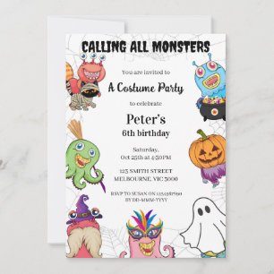 Halloween Monster Birthday Costume Party Invitation
