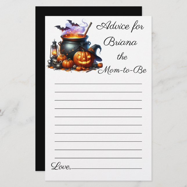 Halloween Monster Boy Baby Shower Advice for Mum (Front/Back)