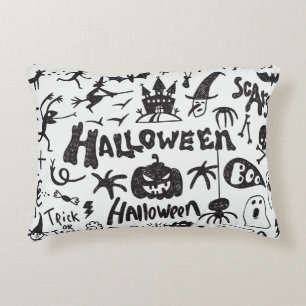 Halloween Monster Doodles Fun Decorative Cushion