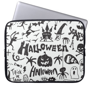 Halloween Monster Doodles Fun Laptop Sleeve