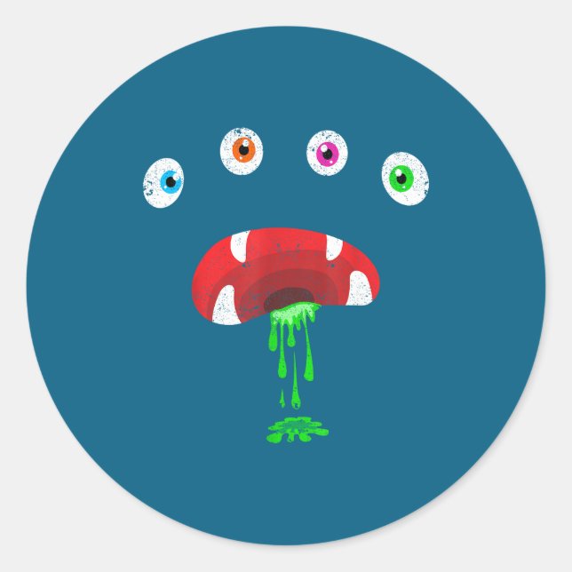 Halloween Monster Face Costume Cute Toddler Monste Classic Round Sticker (Front)