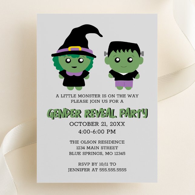 Halloween Monster Gender Reveal Party Invitation (Creator Uploaded)