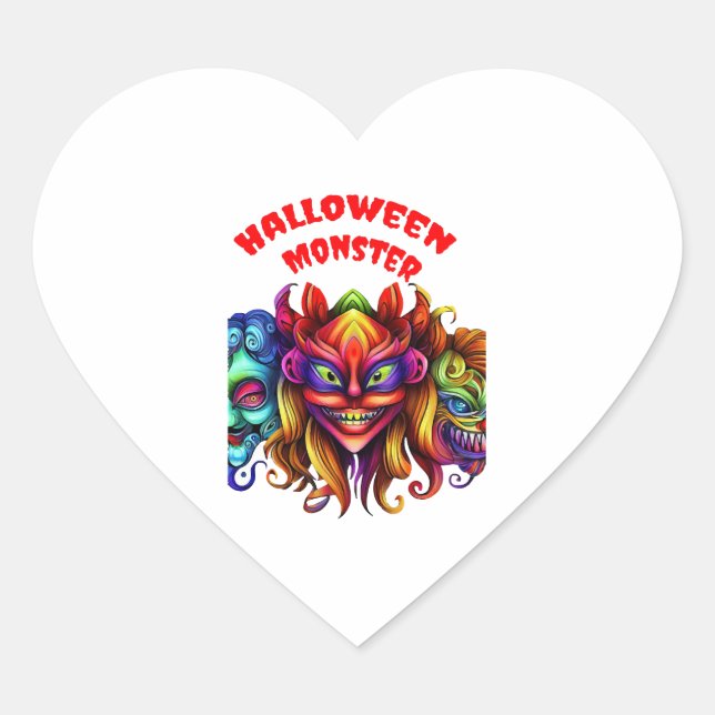 Halloween monster       heart sticker (Front)