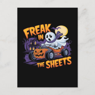 HALLOWEEN MONSTER IN THE BED SHEET HOLIDAY POSTCARD