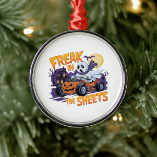 HALLOWEEN MONSTER IN THE BED SHEET METAL ORNAMENT