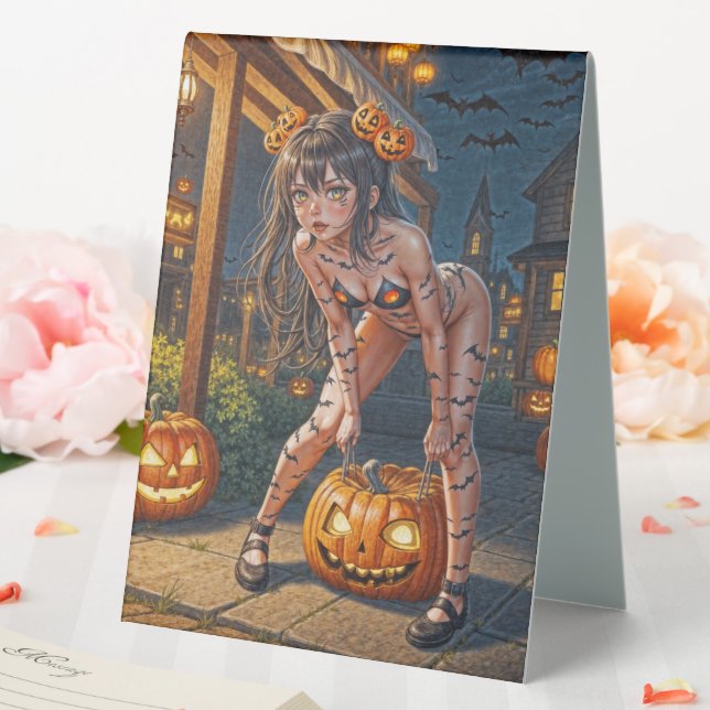 Halloween Monster Jack-o-Lantern & Bat Vixen Girl (In SItu (Wedding))