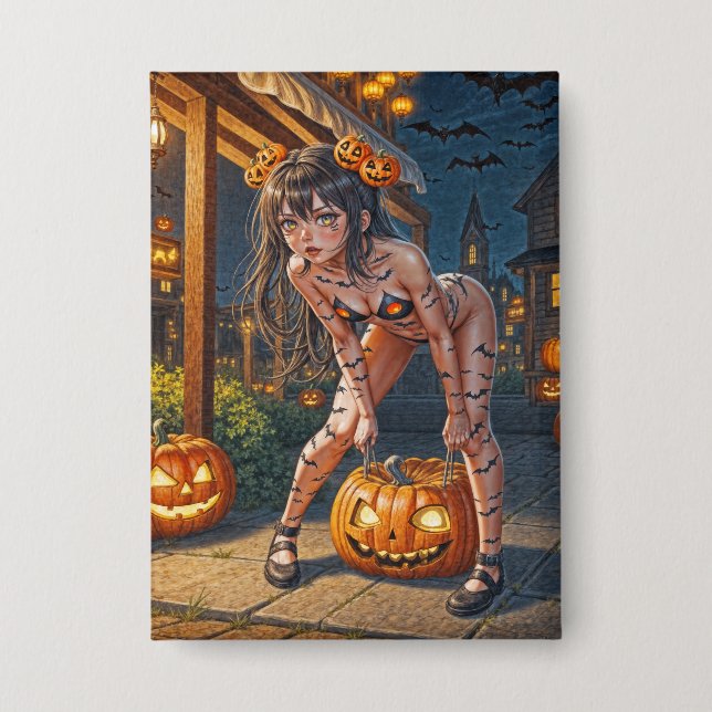Halloween Monster Jack-o-Lantern & Bat Vixen Girl (Front)