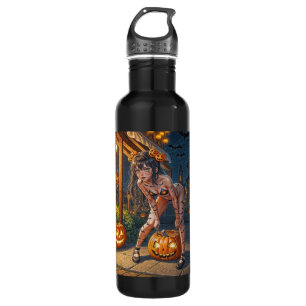 Halloween Monster Jack-o-Lantern & Bat Vixen Girl 710 Ml Water Bottle