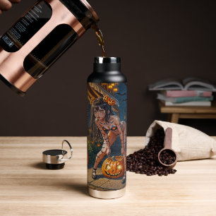 Halloween Monster Jack-o-Lantern & Bat Vixen Girl Water Bottle