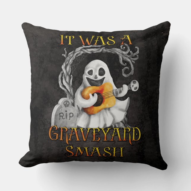 Halloween Monster Mash Ghost Graveyard Smash Cushion (Front)