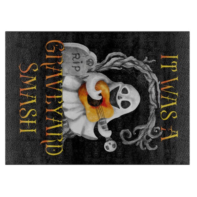 Halloween Monster Mash Ghost Graveyard Smash Cutting Board (Front)