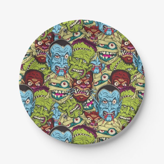 Halloween Monster Mash Paper Plate (Front)