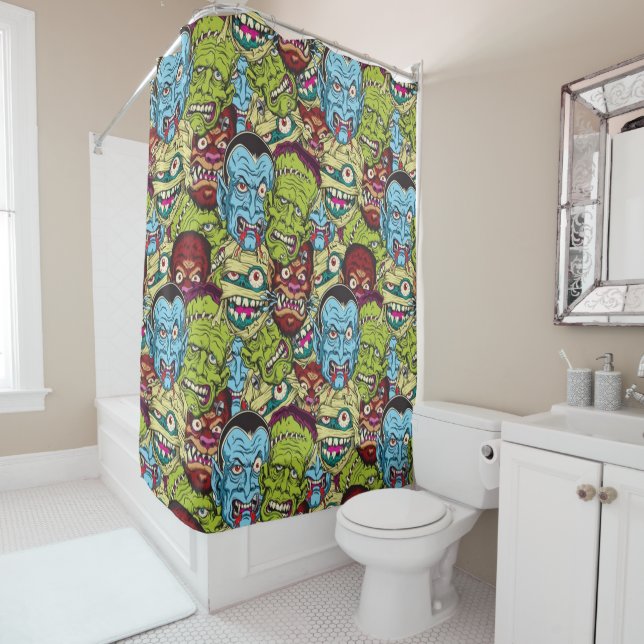 Halloween Monster Mash Shower Curtain (In Situ)