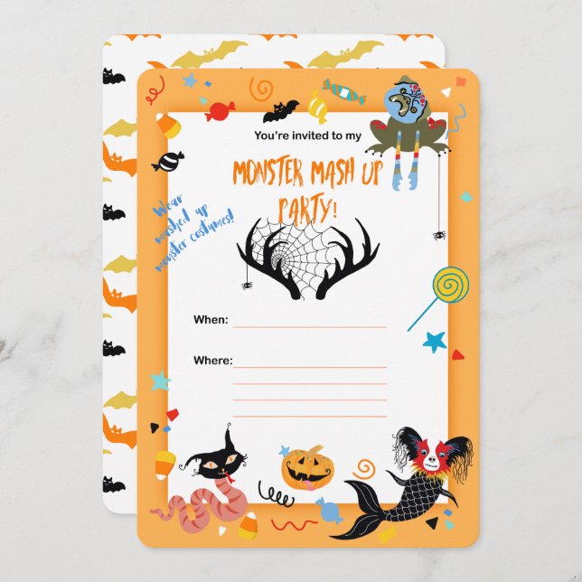 Halloween Monster Mash Up Party Invitations (Front/Back)