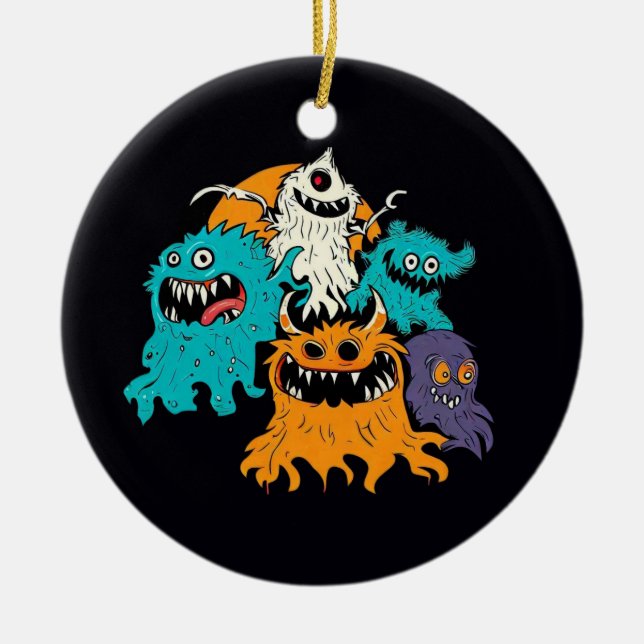 Halloween/Monster/October/Fall  Ceramic Ornament (Front)