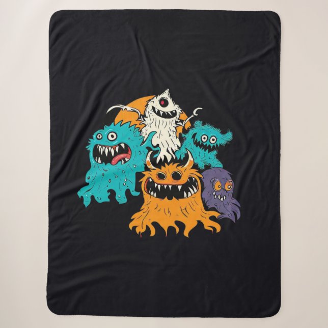 Halloween/Monster/October/Fall  Sherpa Blanket (Front)