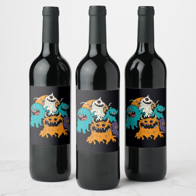 Halloween/Monster/October/Fall  Wine Label (Bottles)