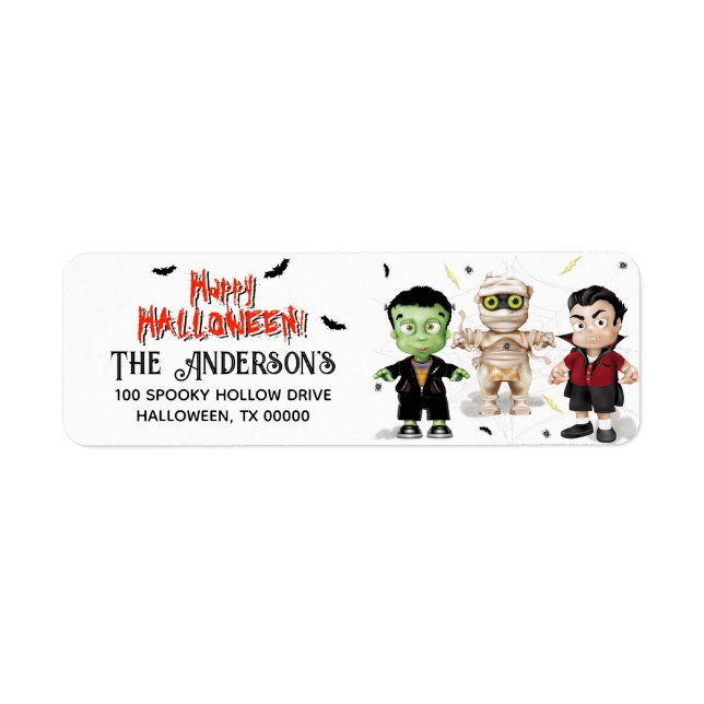 Halloween Monster Party Return Address Label (Front)