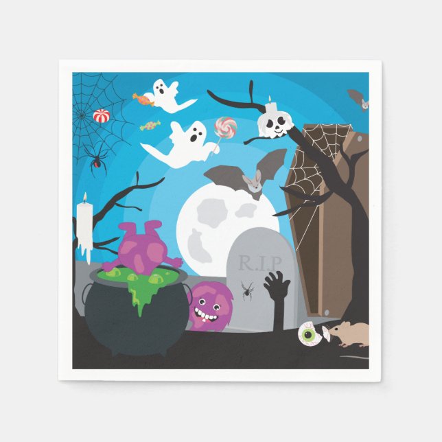 Halloween Monster Scene Napkin (Front)