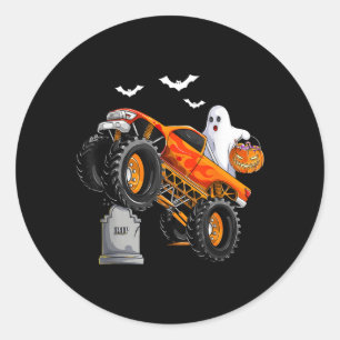 Halloween Monster Truck Costume Boys Spooky Ghost Classic Round Sticker