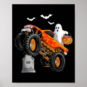 Halloween Monster Truck Costume Boys Spooky Ghost Poster