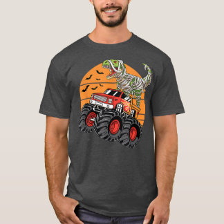 Halloween Monster Truck Crash Dinosaur T re  T-Shirt