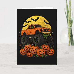 Halloween Monster Truck Crushing Pumpkins Card