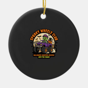 Halloween Monster Truck Night Ceramic Ornament