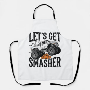 Halloween Monster Truck Smasher Vintage Shirt Desi Apron