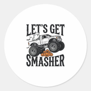 Halloween Monster Truck Smasher Vintage Shirt Desi Classic Round Sticker