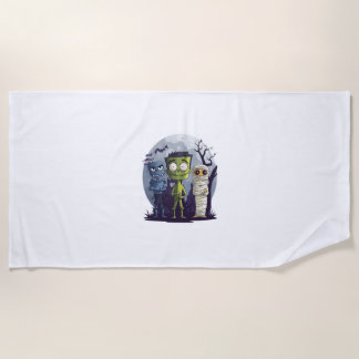Halloween Monster Yoga Class Beach Towel