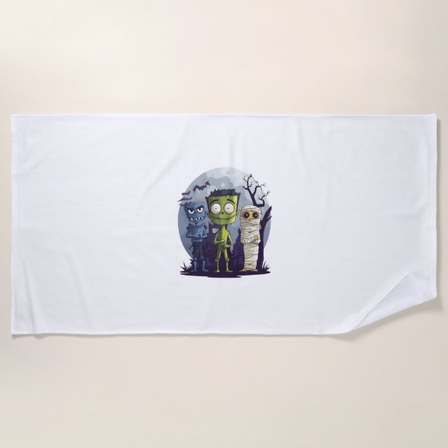 Halloween Monster Yoga Class Beach Towel (Front)