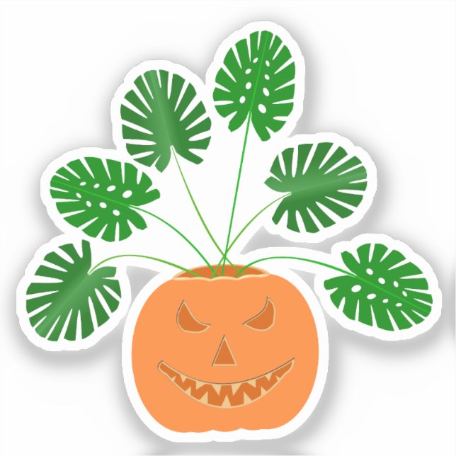 Halloween Monstera Plant in Pumpkin (Front)