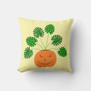 Halloween Monstera Plant in Pumpkin Cushion