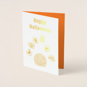 Halloween Monstera Plant in Pumpkin Custom Foil Card