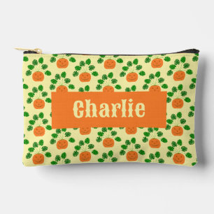 Halloween Monstera Plant in Pumpkin Custom Name Accessory Pouch