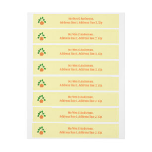 Halloween Monstera Plant in Pumpkin Custom Wraparound Address Label