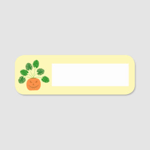 Halloween Monstera Plant in Pumpkin Name Tag