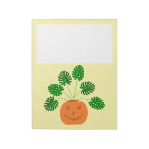 Halloween Monstera Plant in Pumpkin Notepad