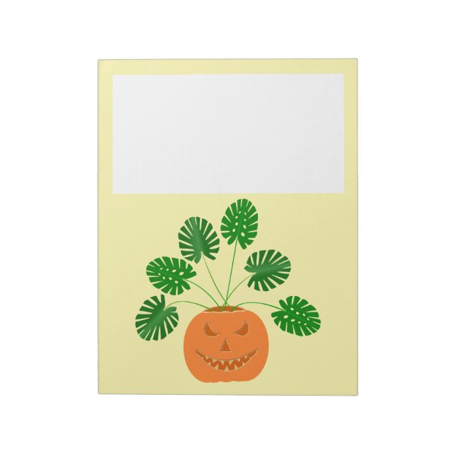 Halloween Monstera Plant in Pumpkin Notepad (Rotated)